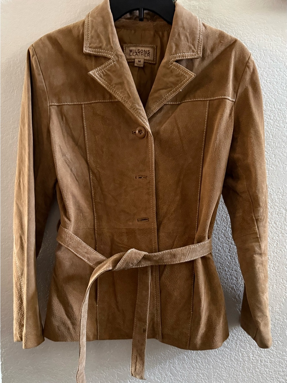 Wilsons Leather Tan Suede Belted Jacket